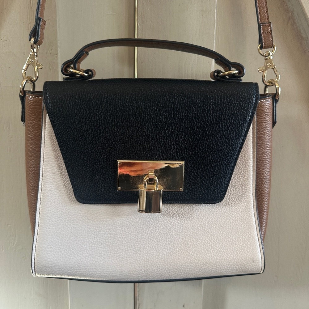 ALDO Colorblock Top Handle Crossbody – Black/Cream/Brown